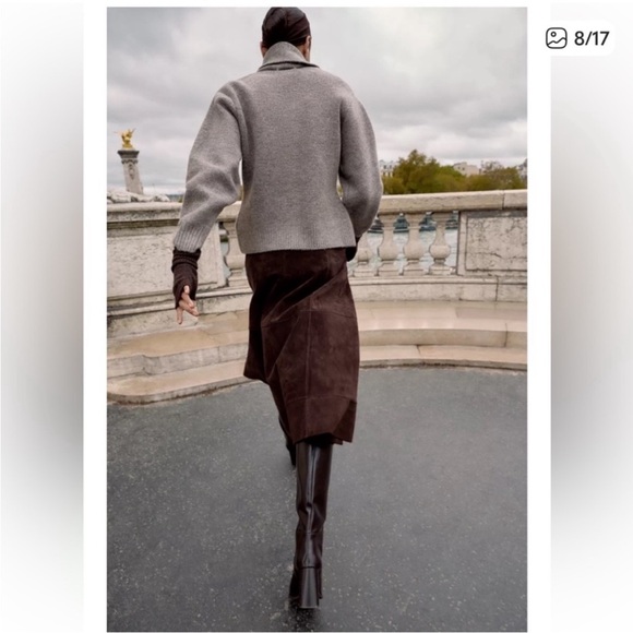 Zara scarf knit cardigan gray - Picture 3 of 9